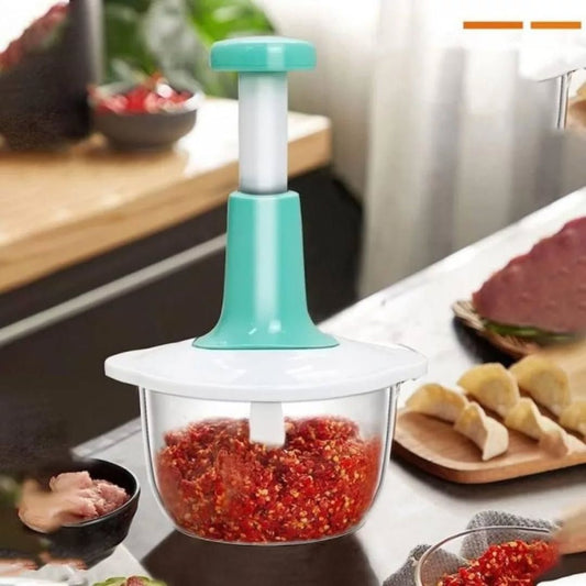 Multifunctional Manual Hand Push Chopper For Vegetables & Meat 2L, Get 3 Cutting Blades Free