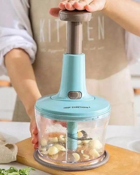 Multifunctional Manual Hand Push Chopper For Vegetables & Meat 2L, Get 3 Cutting Blades Free